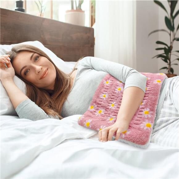 Flower heating pad for back pain relief electric soft plush 12 heat levels timer - Picture 6 of 8